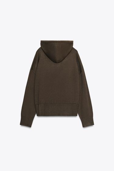 KNIT HOODIE - Brown by Zara - Image 7