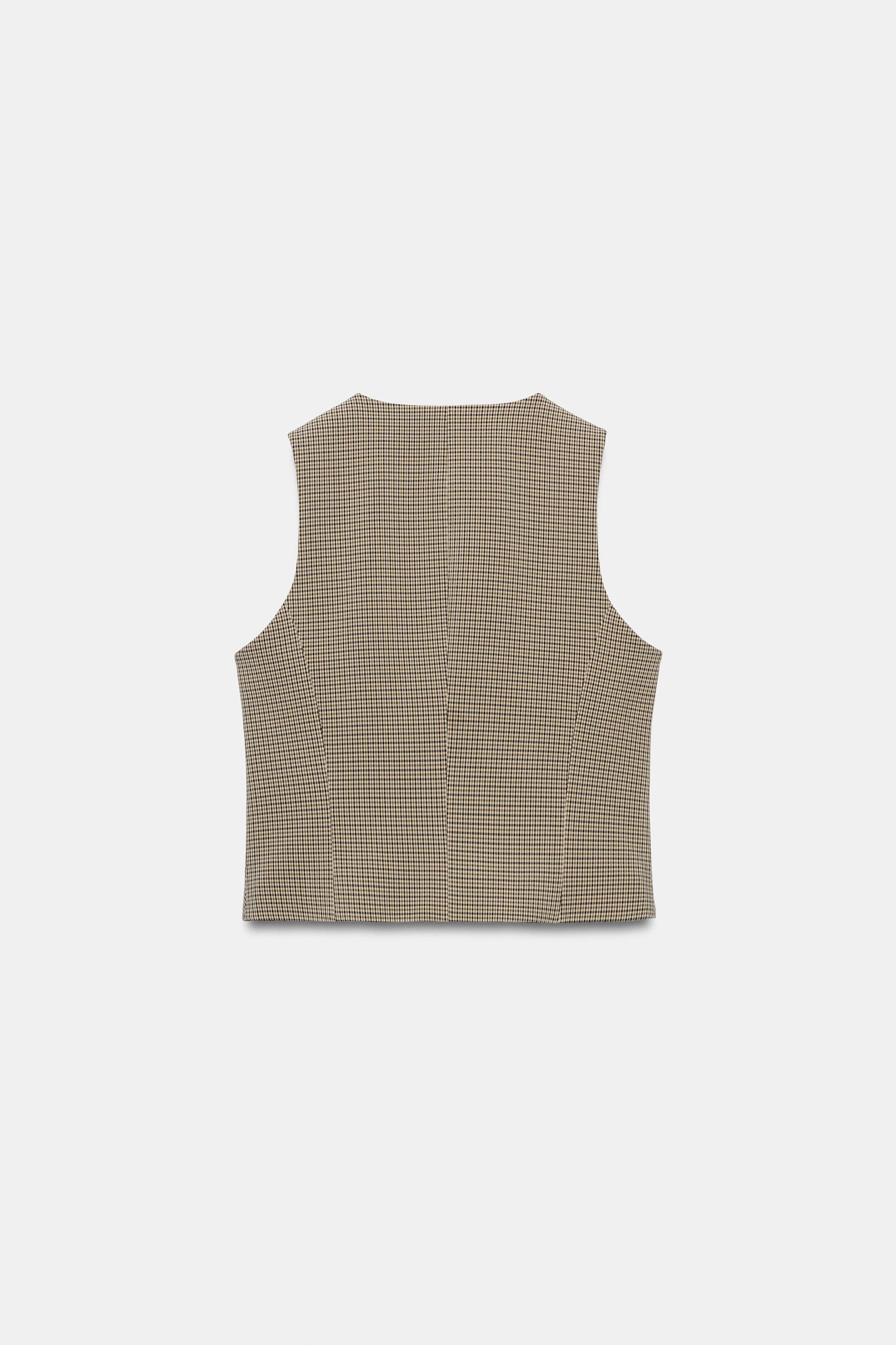 Женские жилеты Zara CHECKED CROPPED VEST — фото 7