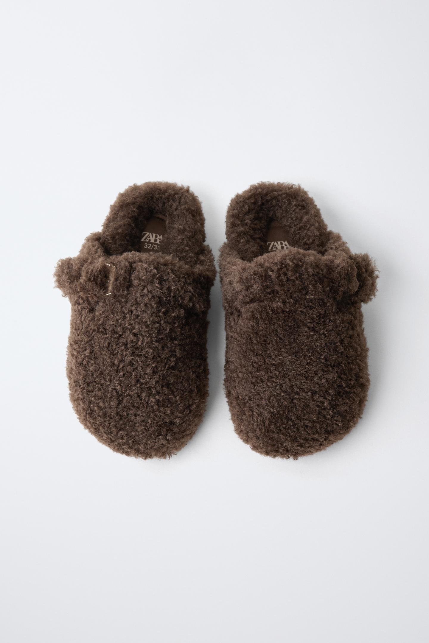 Детские сабо Zara Faux Fur Buckle, цвет: Коричневый — фото 4