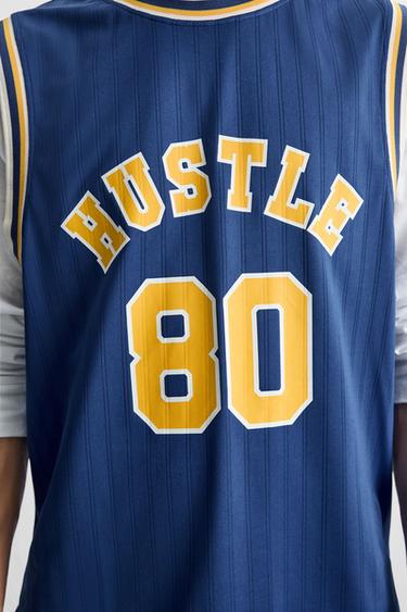 CONTRAST VARSITY TANK TOP - Blue by Zara - Image 4