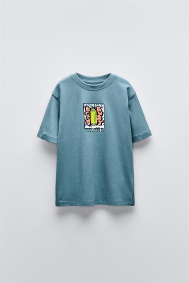 T-SHIRT GRAFFITI - Bleu moyen de Zara - Image 0