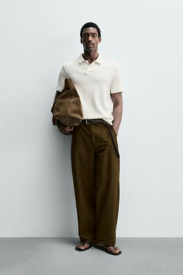 RELAXED FIT TEXTURED POLO SHIRT - Oyster-white by Zara