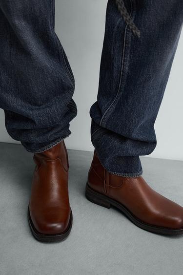 BOTTINES EN CUIR ÉDITION LIMITÉE - Marron de Zara