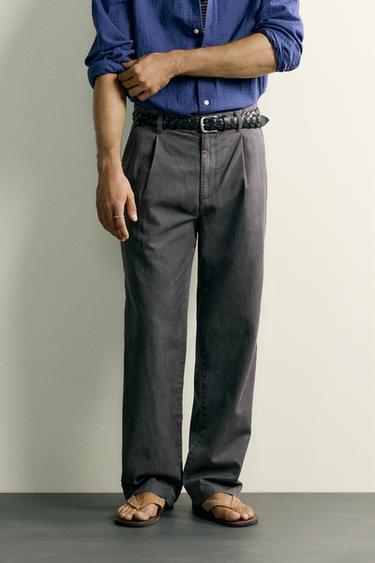 PANTALÓN CHINO RELAXED FIT PLIEGUES - Gris antracita de Zara