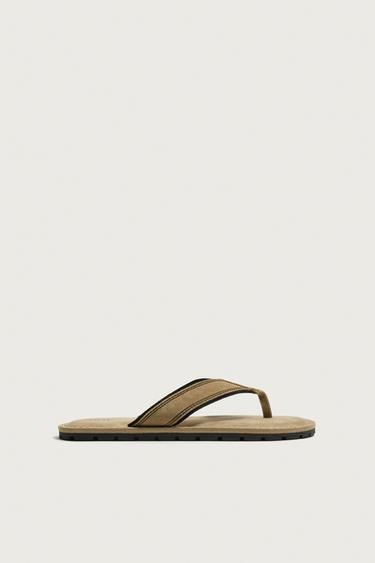 LEATHER STRAPPY SANDALS - Beige by Zara