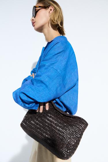 Zara 100% linen flowing blouse - Blue