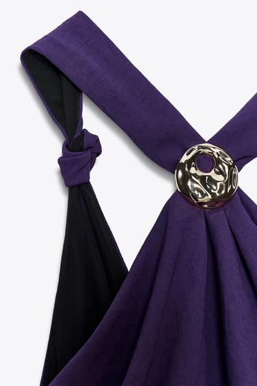 MIDI DRESS WITH KNOT AND HARDWARE - Purple by Zara - Image 6