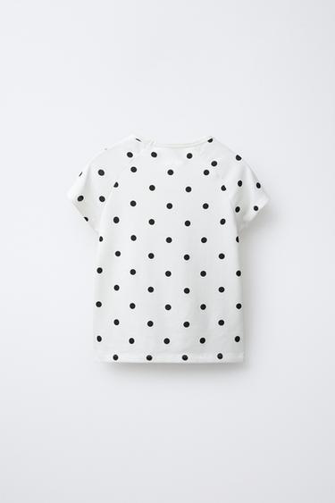 POLKA DOT T-SHIRT WITH MODAL - White by Zara - Image 1