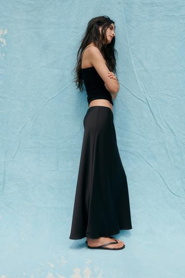 SATIN MIDI SKIRT - Black by Zara - Image 2