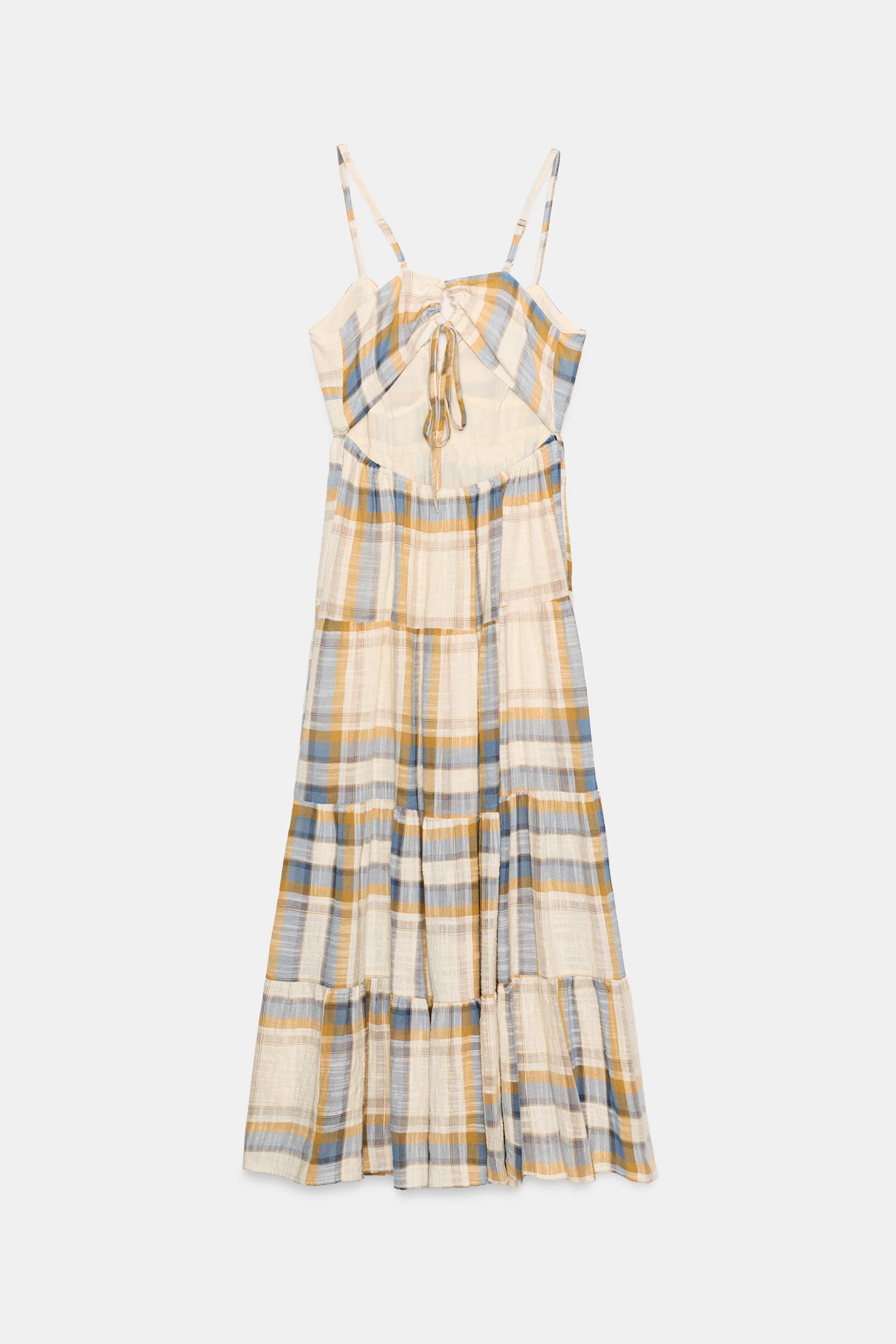 Женские платья Zara LONG PLAID DRESS — фото 8