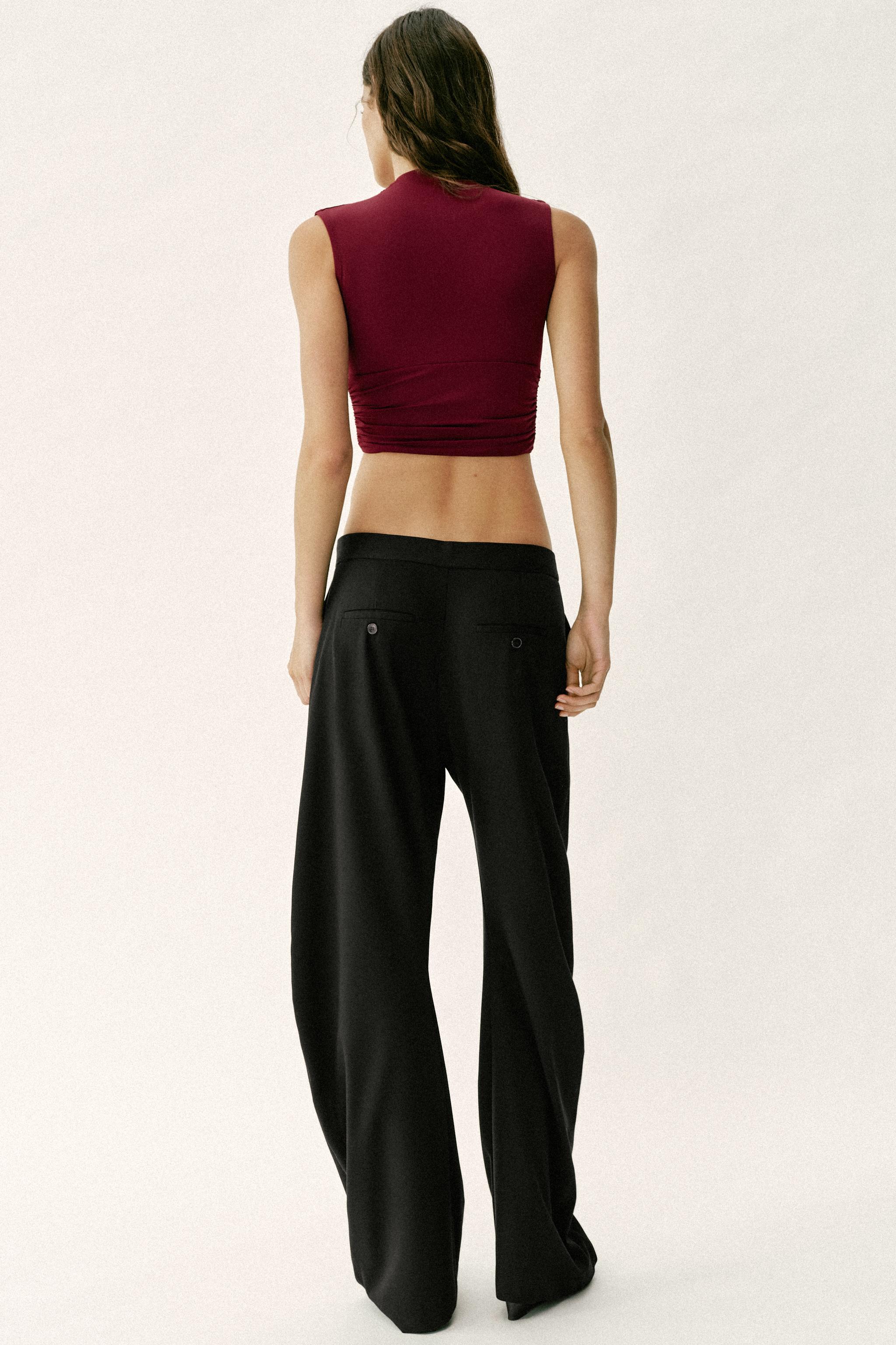 DRAPED POLYAMIDE TOP WITH HARDWARE