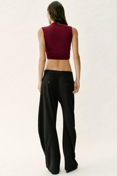 DRAPED POLYAMIDE TOP WITH METALLIC DETAIL - Burgundy by Zara - Image 4