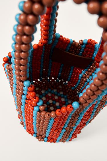 LIMITED EDITION STRIPED BEADED BUCKET BAG - Orange by Zara - Image 4