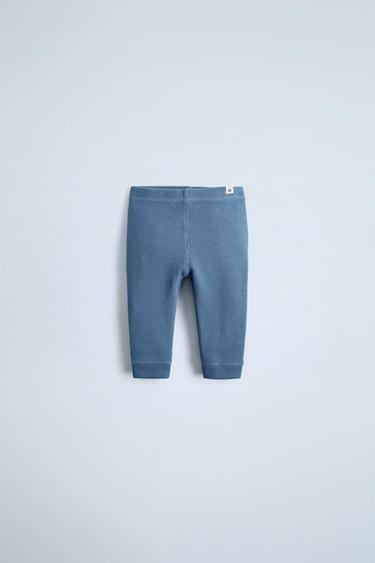 RIBBED LEGGINGS WITH LABEL - Mid-blue by Zara