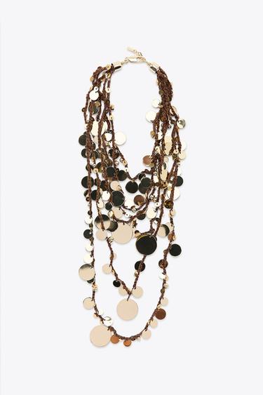 COIN CORD WATERFALL NECKLACE - Brown by Zara - Image 0