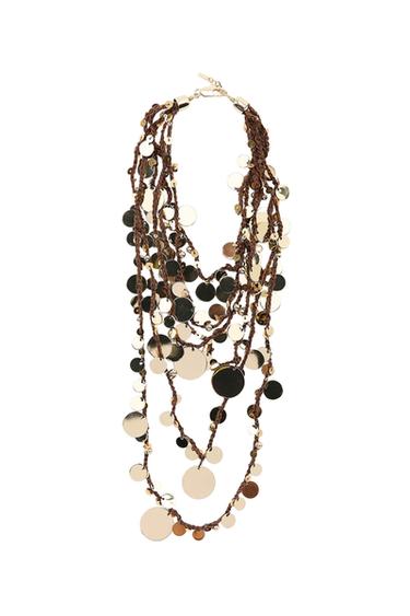COIN CORD WATERFALL NECKLACE - Brown by Zara - Image 0