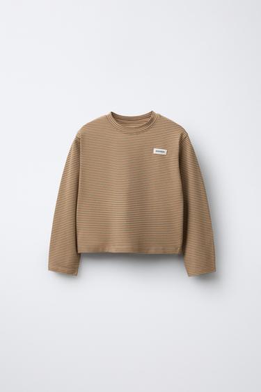 STRIPED T-SHIRT WITH BENSIMON ® X ZARA LABEL - camel by Zara
