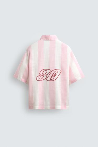 PRINTED GRAPHIC BOXY FIT POLO SHIRT - Pink by Zara - Image 8