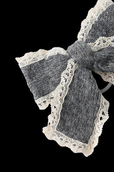 Zara KNIT BOW BARRETTE HAIR TIE - Dark gray