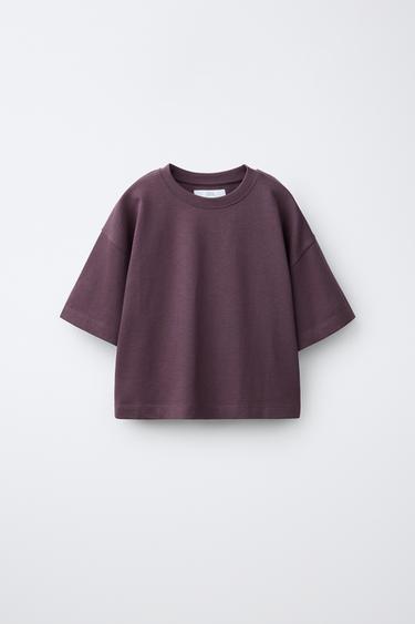 CAMISETA LISA HEAVY WEIGHT - Berenjena oscuro de Zara - Imagen 0
