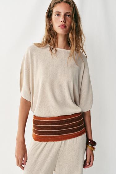 RUSTIC CAPE SLEEVE TOP - Light beige by Zara