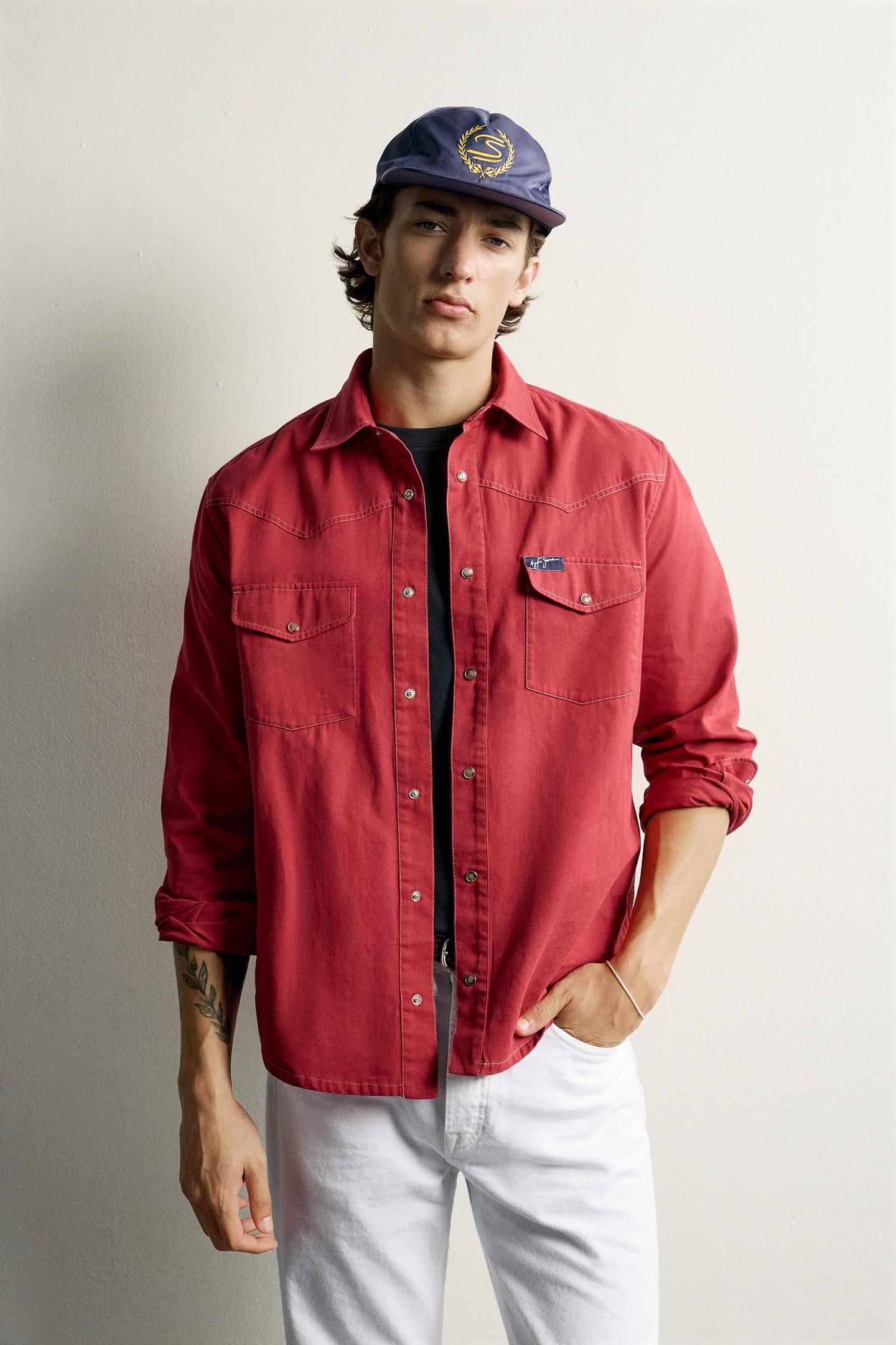 Мужская рубашка Zara Ayrton Senna Patch Western, цвет: Красный — фото 2