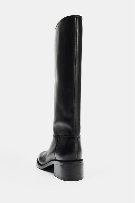 BOTTES HAUTES EN CUIR - Noir de Zara - Image 5