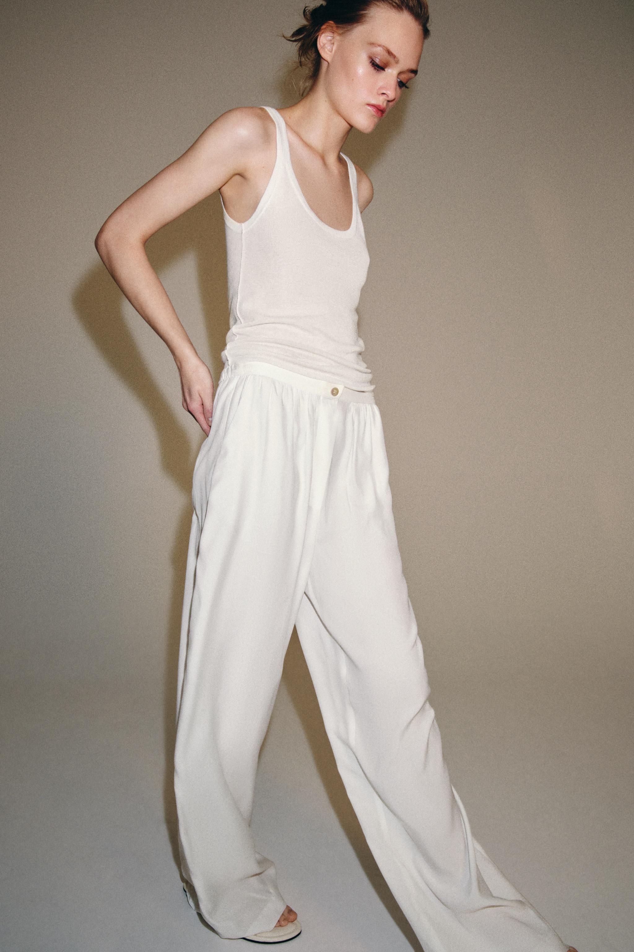 Zara ZW COLLECTION DÖKÜMLÜ PANTOLON görsel 5