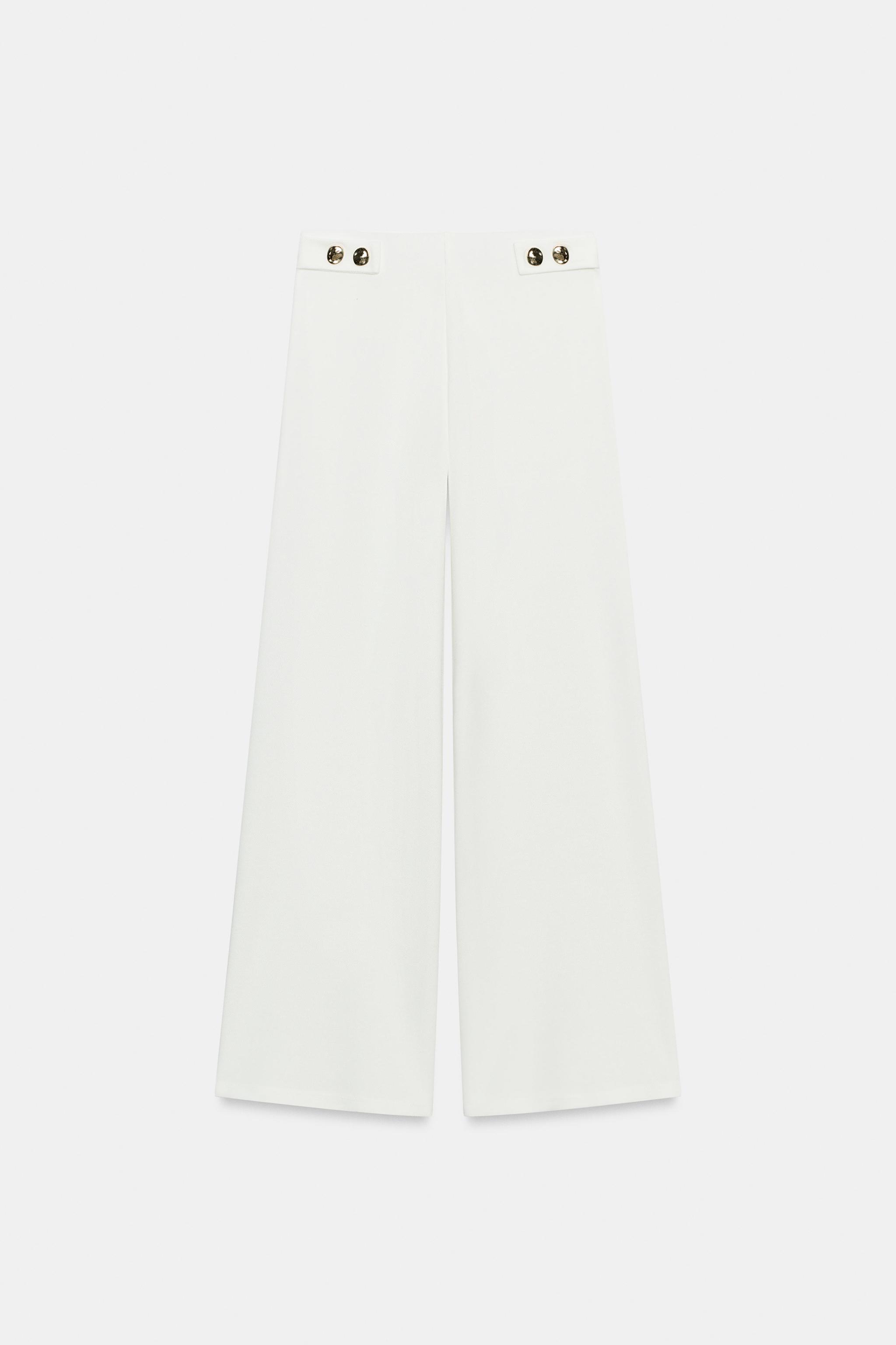 PANTALON DROIT EN PIQUÉ AVEC BOUTONS