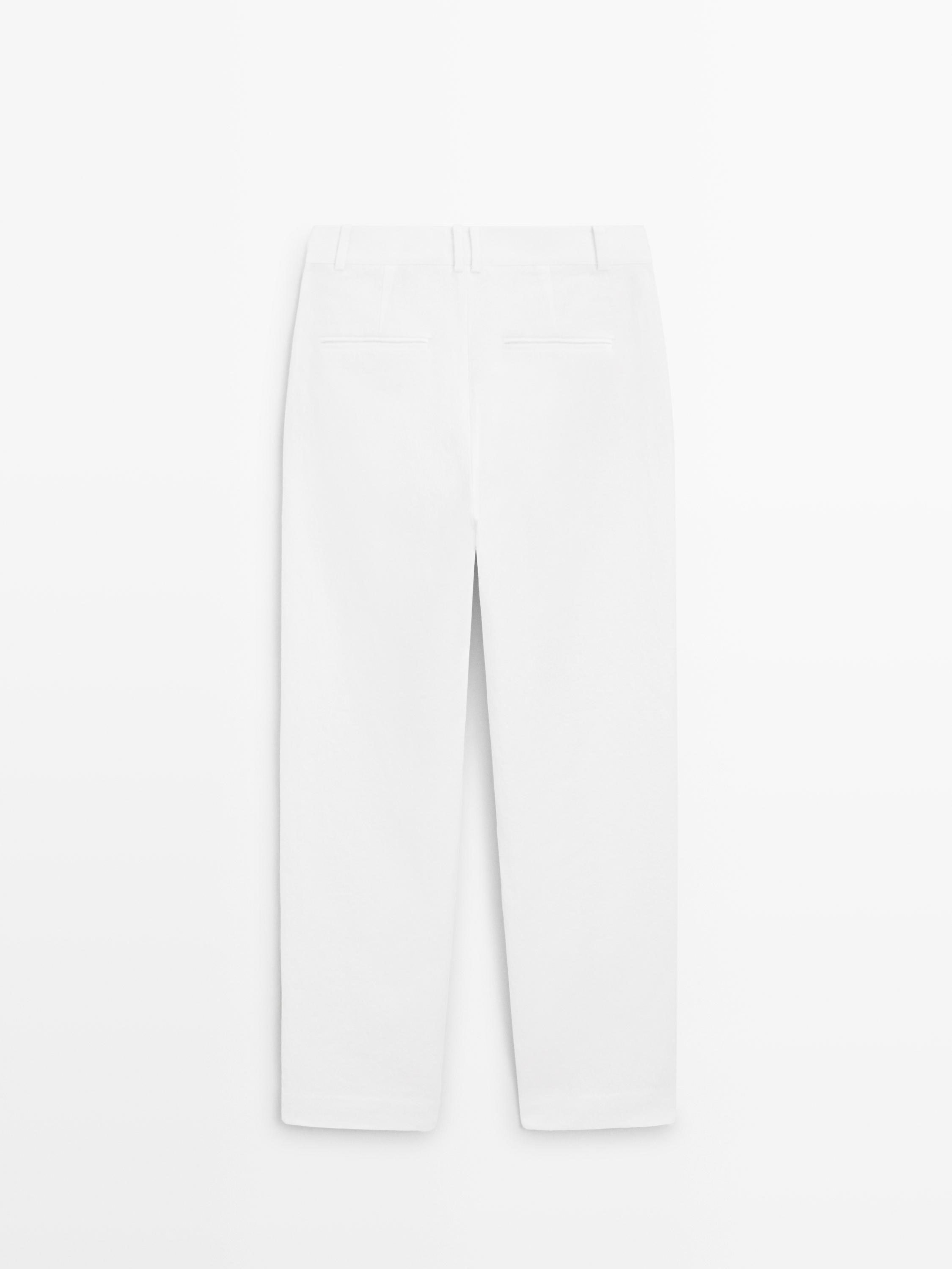 Slim fit linen blend trousers