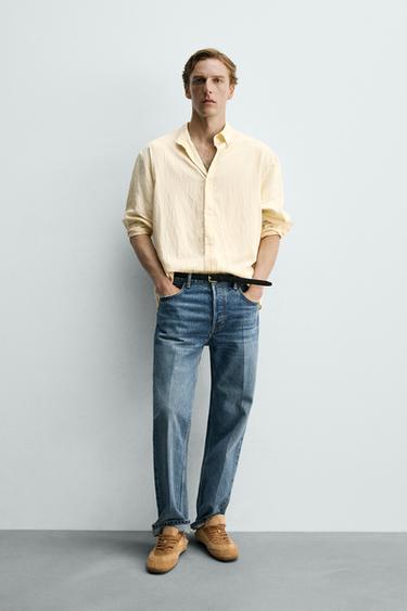 STRIPED FLOWING SHIRT - Yellow by Zara - Image 0