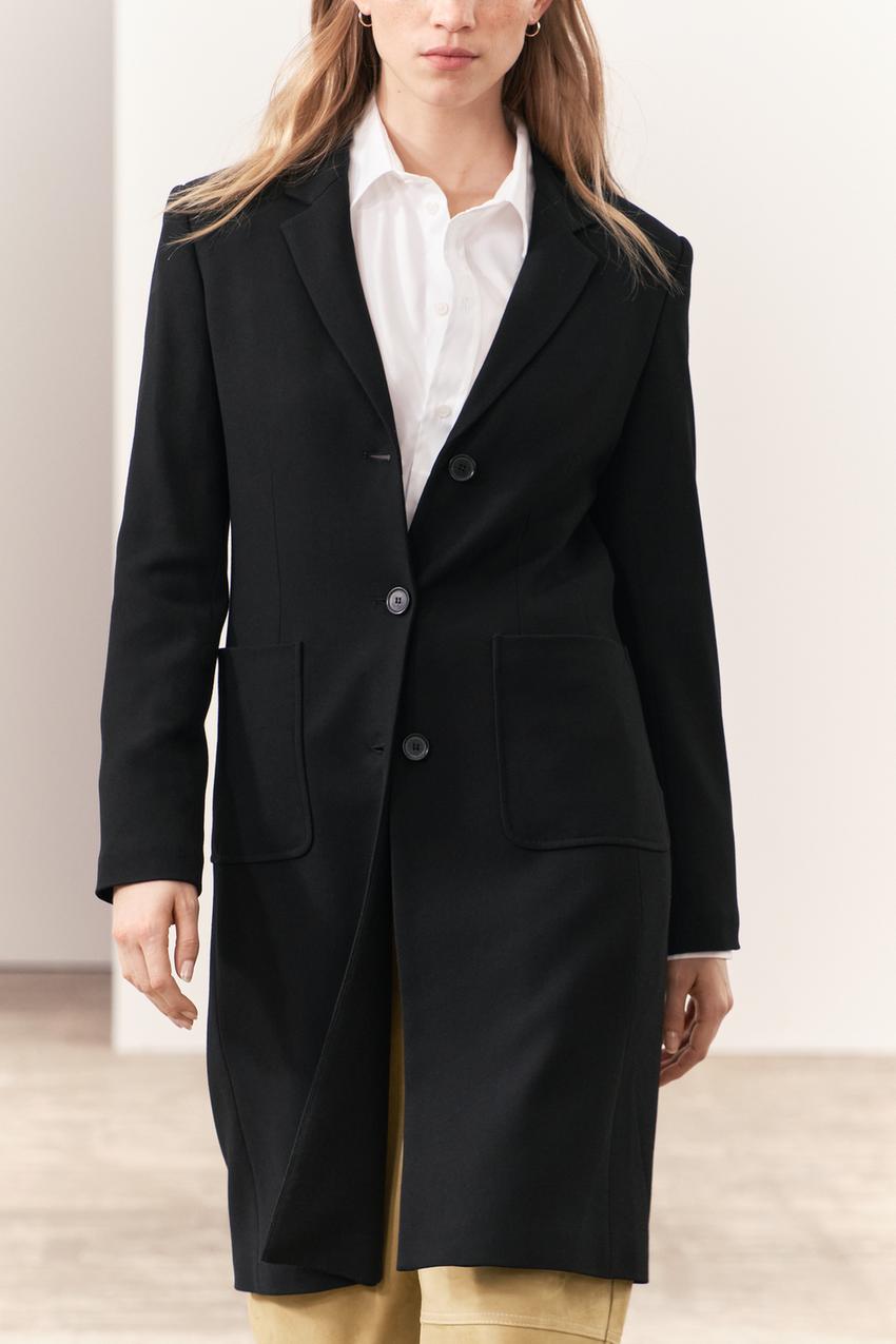 ZW COLLECTION MINIMALIST TAILORED FIT COAT - Black