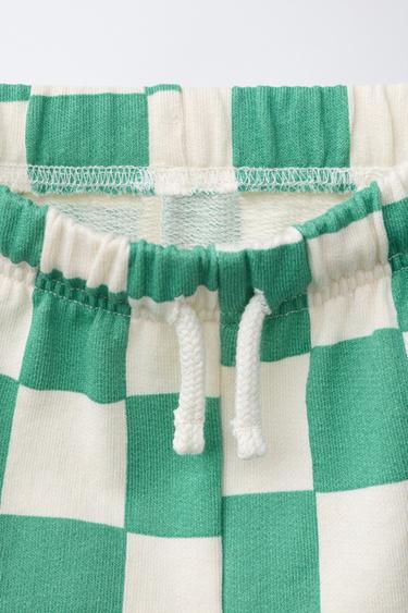 SHORT À CARREAUX DAMIER - Écru / Vert de Zara - Image 2