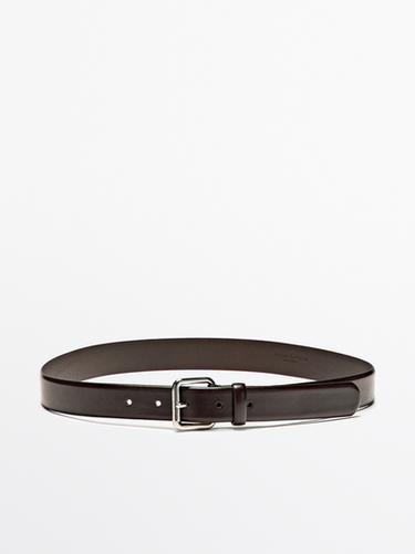 Zara Leather belt with square buckle - Brown