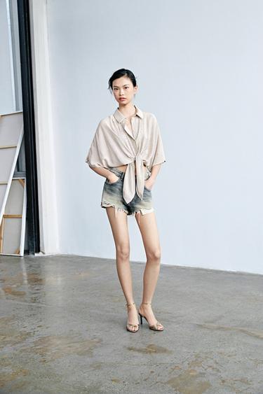 METALLIC KNOTTED HEEL SANDALS - Gold by Zara
