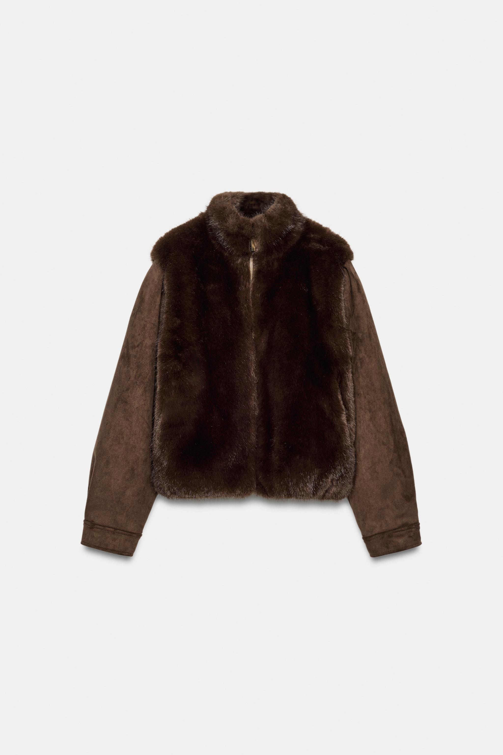 COMBINED FAUX FUR EFFECT JACKET