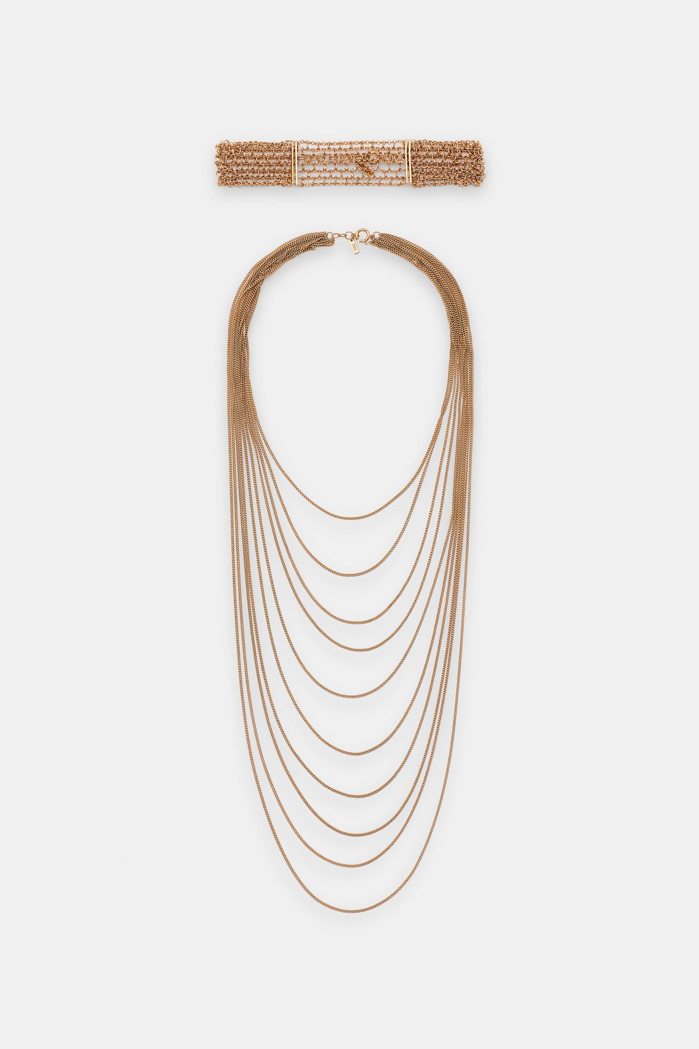 Женские цепочки Zara Pack OF 2 Choker Chain, цвет: Золотой — фото 3