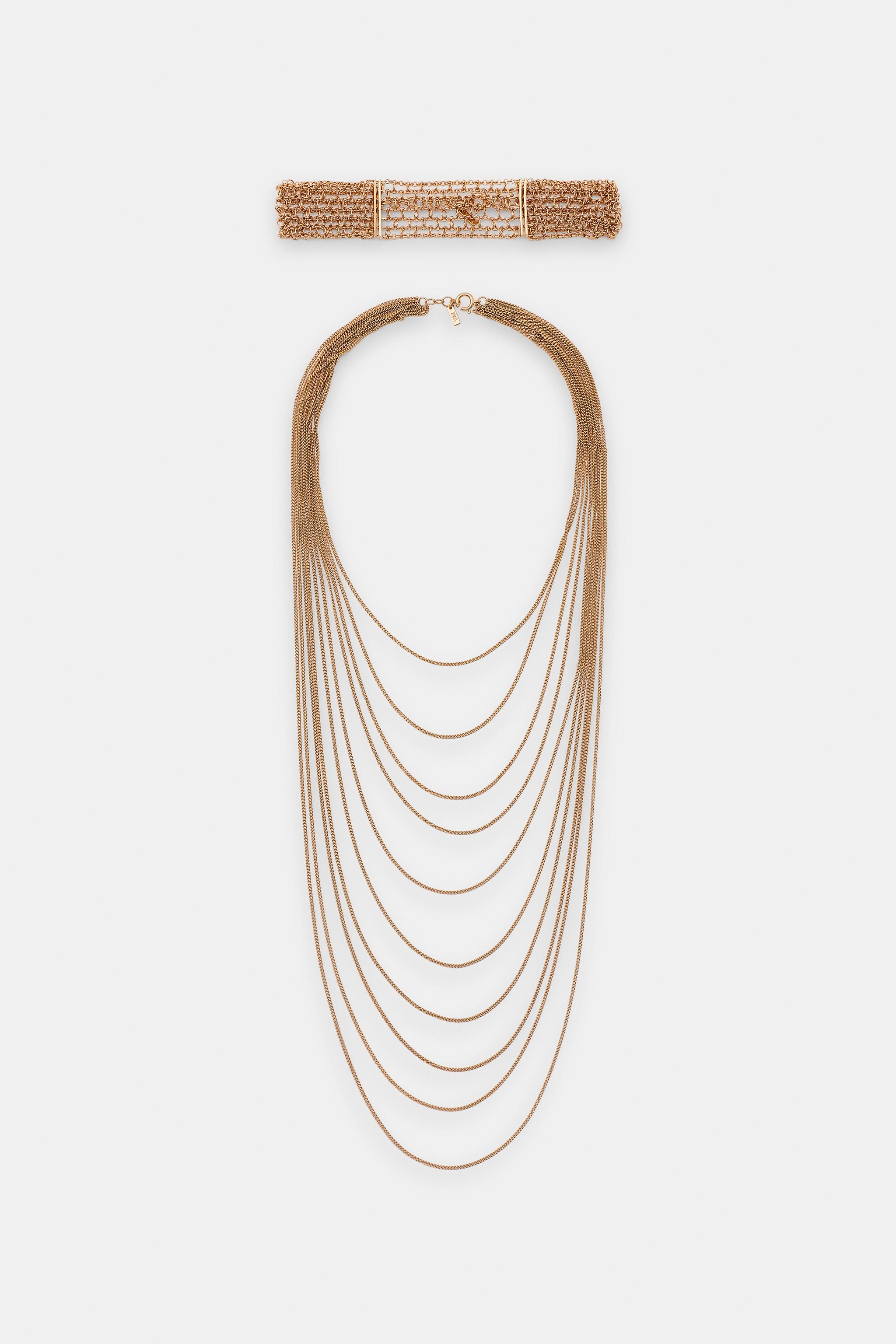 Женские аксессуары Zara PACK OF 2 CHOKER CHAIN NECKLACES — фото 3