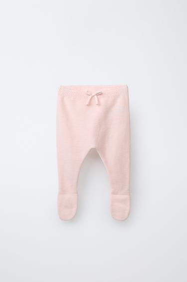 GESTRICKTE LEGGINGS MIT SCHLEIFE - Rosa von Zara