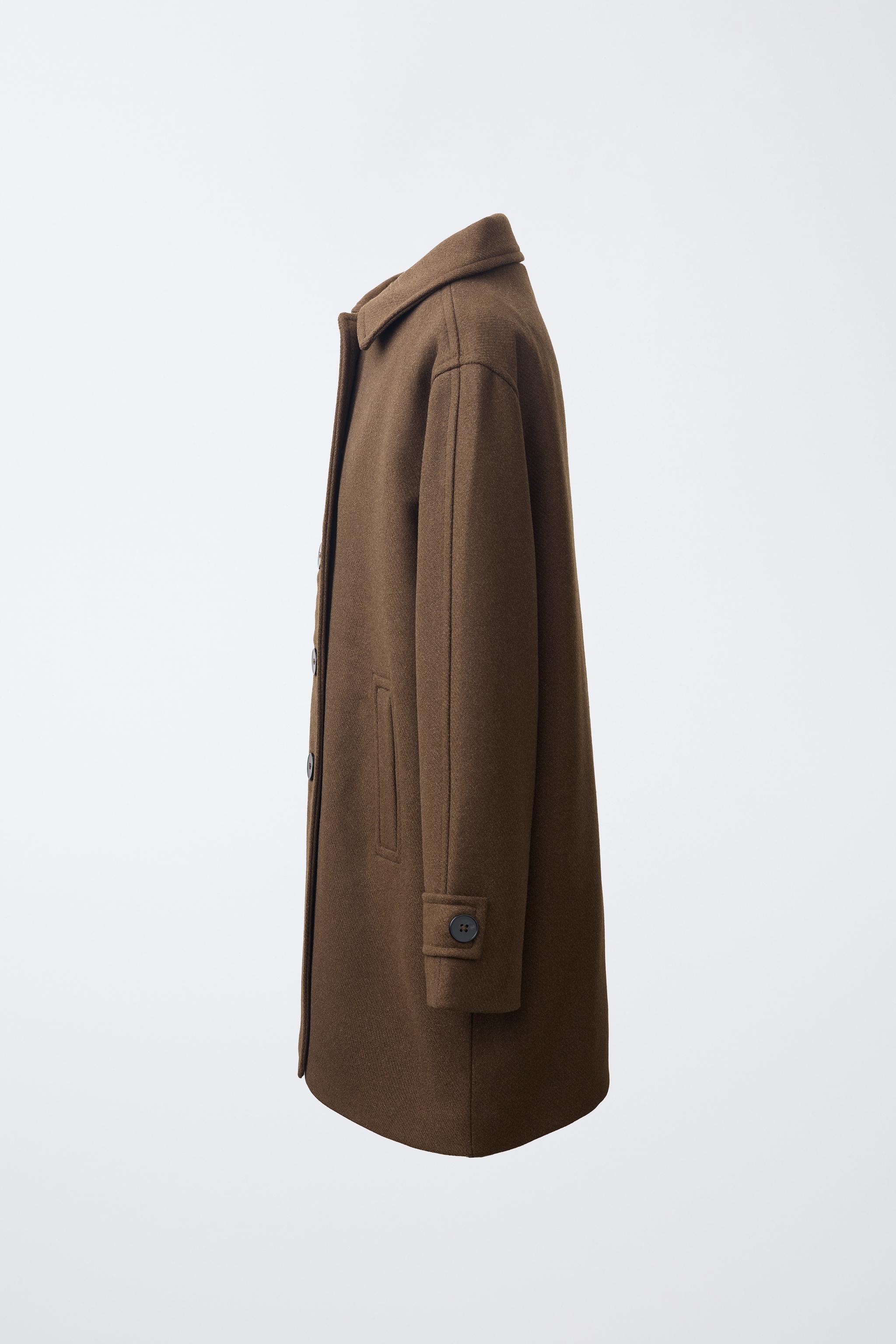 LONG WOOL-BLEND BUTTON-FRONT COAT