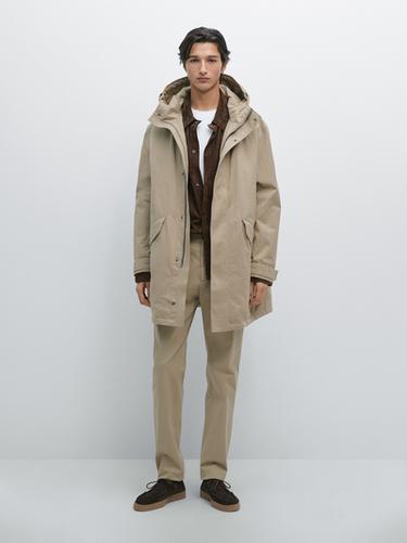 Zara Slim fit cotton trousers - taupe brown