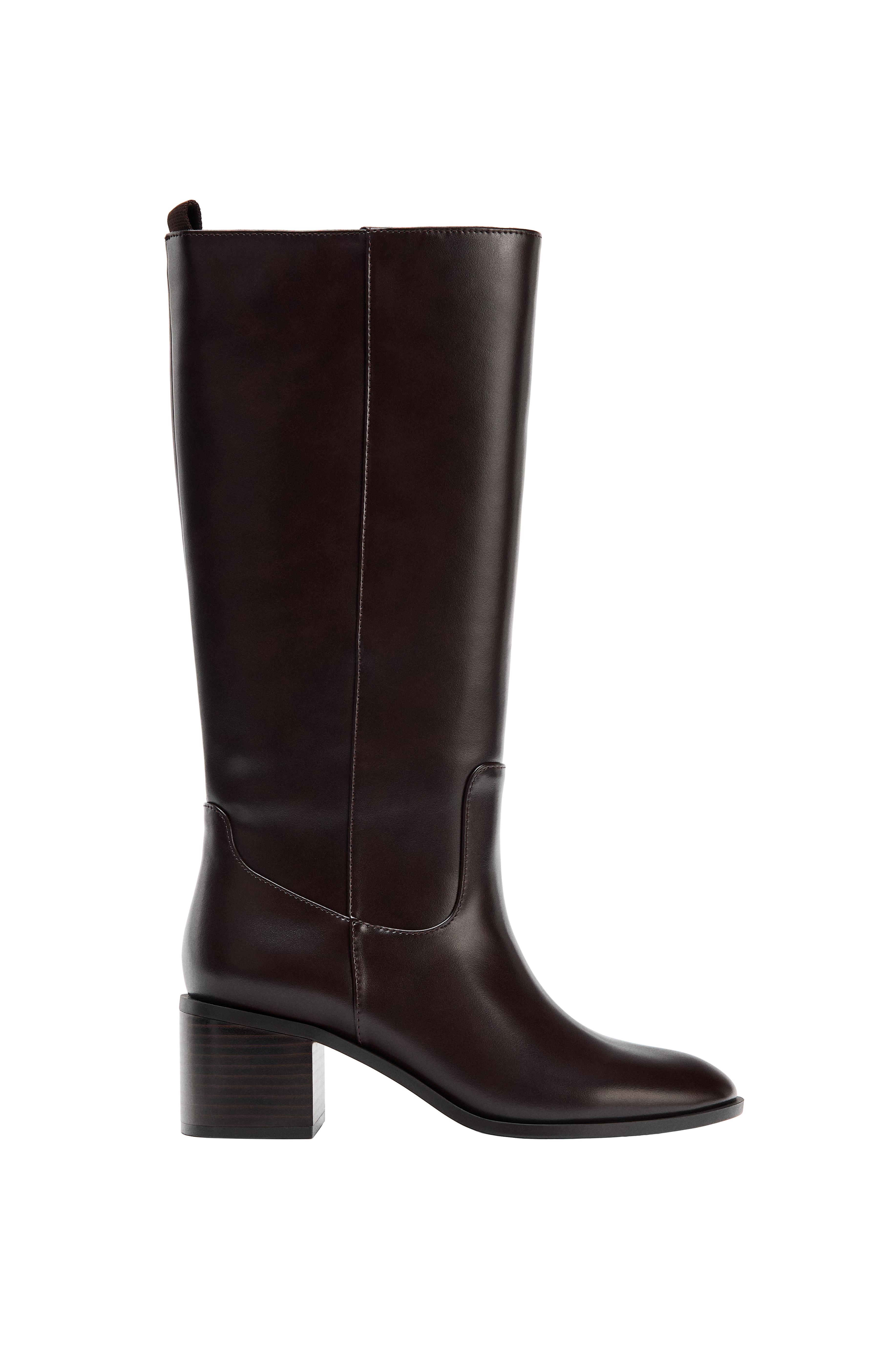BOTA TACÓN ANCHO - Marrón | ZARA Chile