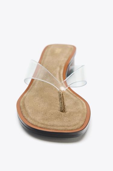 SANDALES À TALONS LARGES EN VINYLE - Beige clair de Zara - Image 3