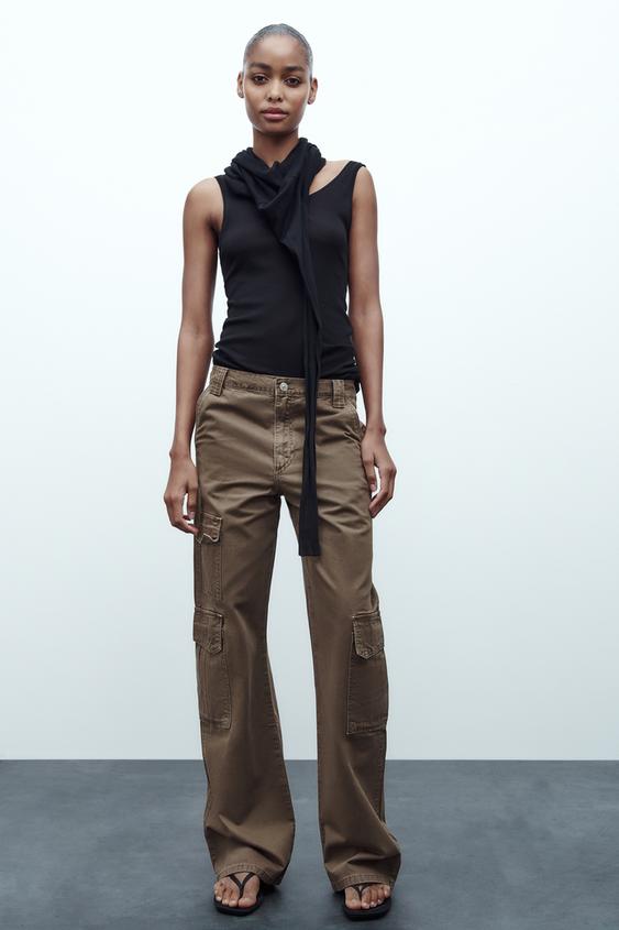 Image 3 of GLOSSY CARGO TROUSERS from Zara  Cargo trousers, Topshop  outfit, Trousers women