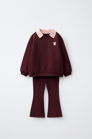 SWEATSHIRT AND LEGGINGS SET - Burgundy by Zara