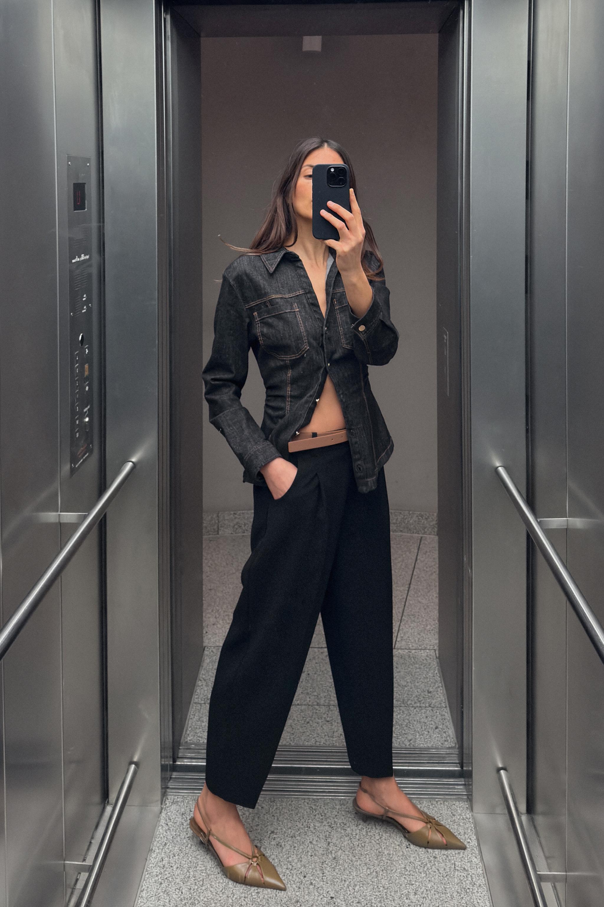 ベルト付きダーツ入りパンツ - オフホワイト | ZARA Japan / 日本