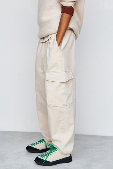CARGO TROUSERS - Cream by Zara