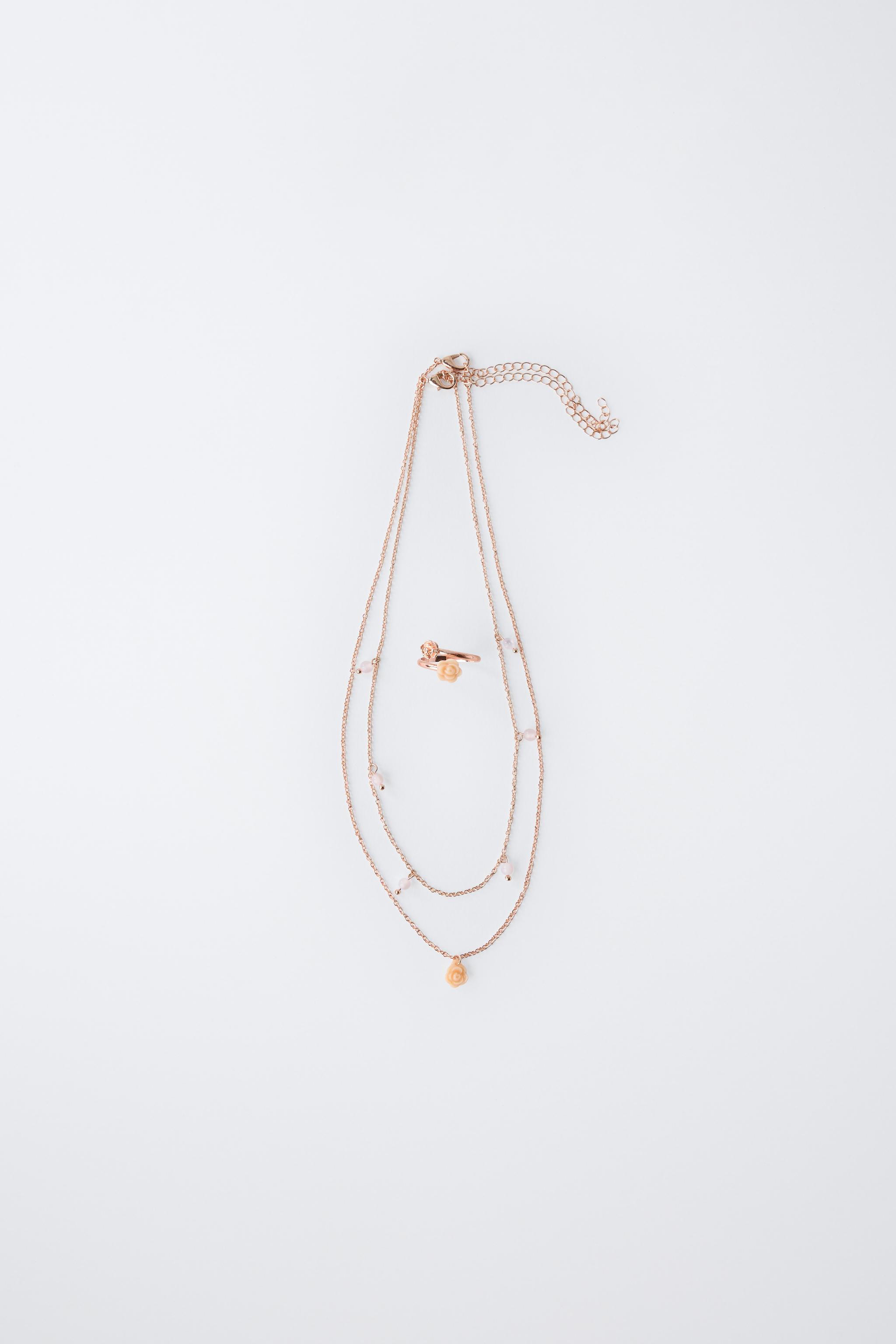 ネックレス2点と花のリングのセット - 140 | ZARA Japan / 日本 ネックレス2点と花のリングのセット - 140 | ZARA Japan / 日本