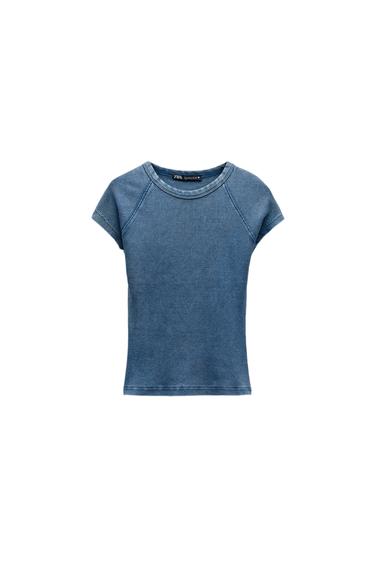 FADED-EFFECT RIB T-SHIRT