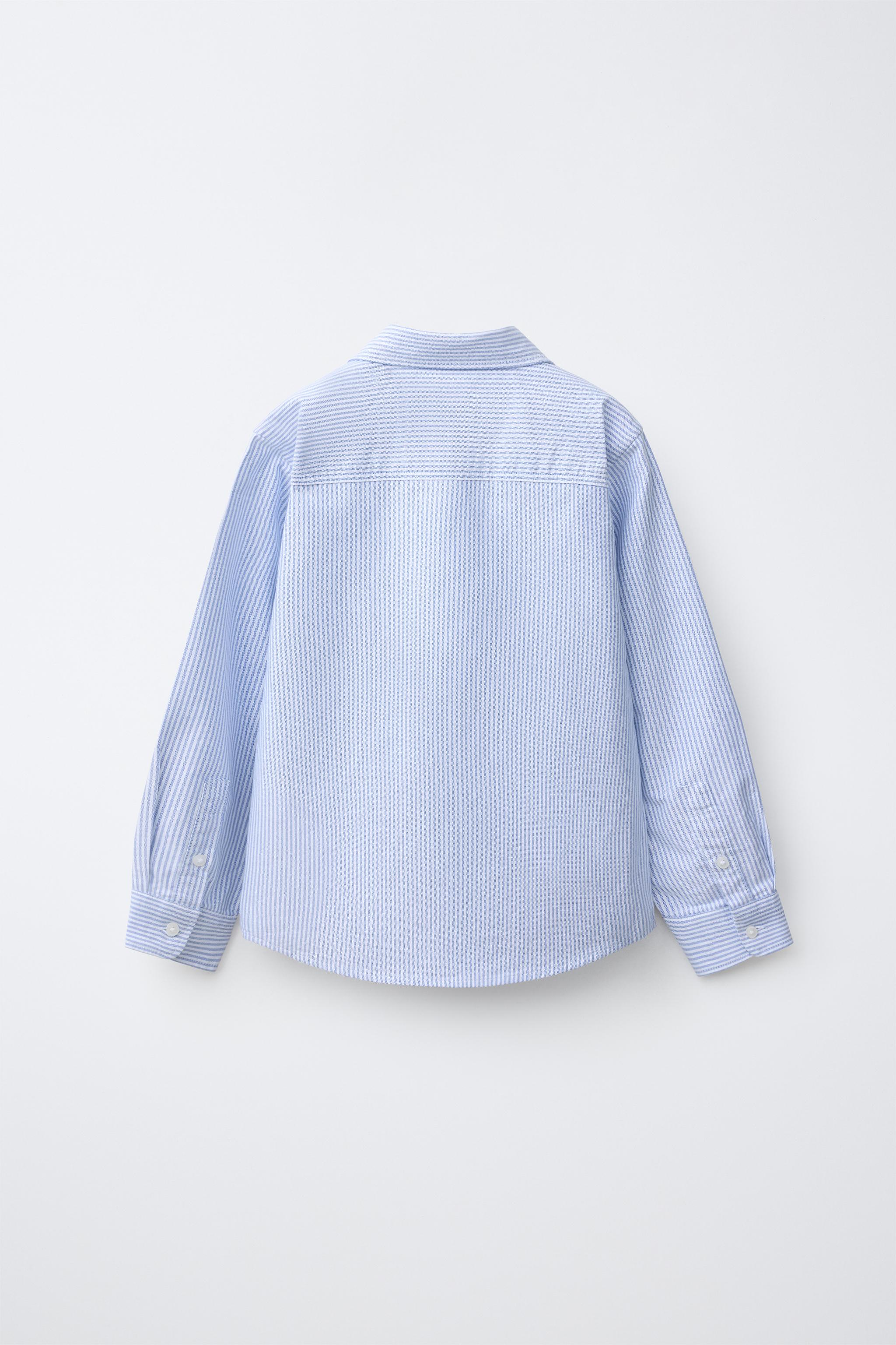 STRIPED OXFORD SHIRT — Sky blue